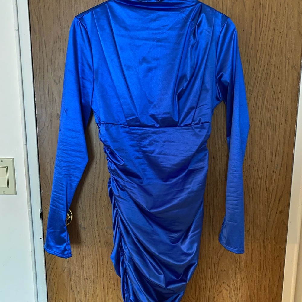 Blue, size8, satin, mini dress
